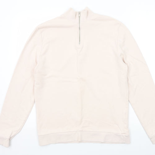 ASOS Womens Pink Cotton Pullover Sweatshirt Size S Zip