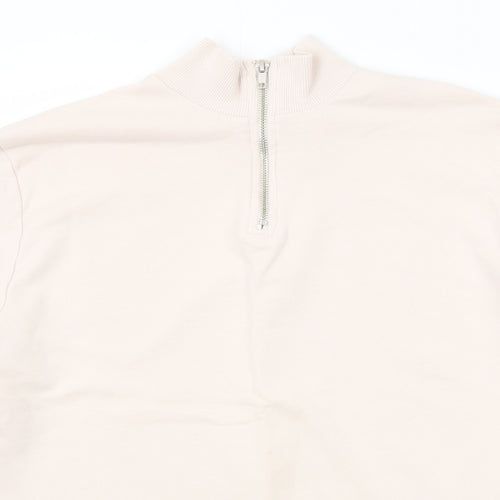 ASOS Womens Pink Cotton Pullover Sweatshirt Size S Zip
