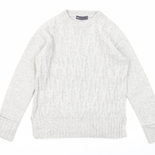 Marks and Spencer Womens Grey Crew Neck Polyester Pullover Jumper Size XS - Textured