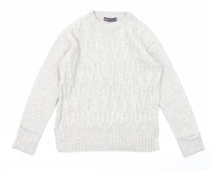 Marks and Spencer Womens Grey Crew Neck Polyester Pullover Jumper Size XS - Textured