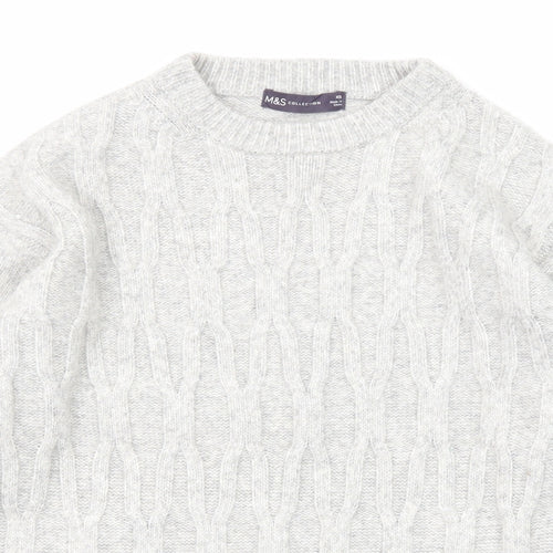 Marks and Spencer Womens Grey Crew Neck Polyester Pullover Jumper Size XS - Textured
