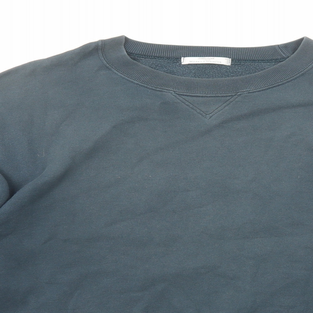 Marks and Spencer Mens Blue Cotton Pullover Sweatshirt Size M