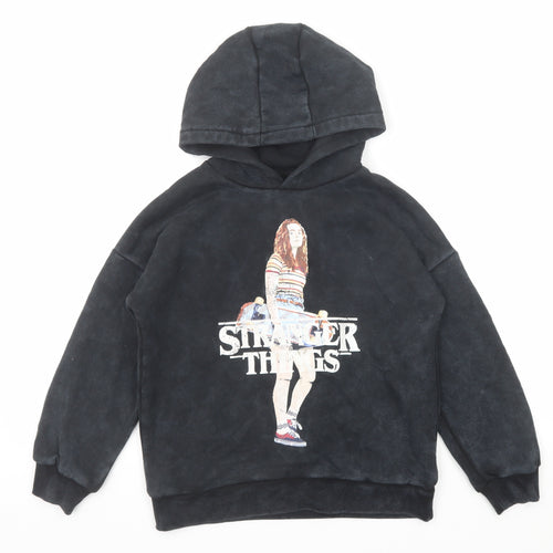 Marks and Spencer Boys Grey Cotton Pullover Hoodie Size 9-10 Years Pullover - Stranger Things