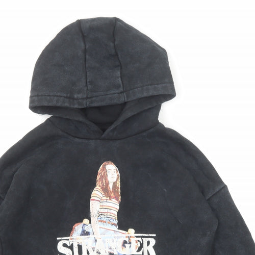 Marks and Spencer Boys Grey Cotton Pullover Hoodie Size 9-10 Years Pullover - Stranger Things