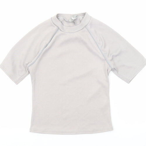 ASOS Womens Grey Polyester Basic T-Shirt Size 12 Mock Neck