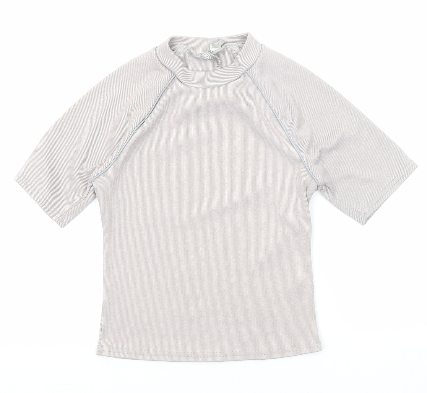 ASOS Womens Grey Polyester Basic T-Shirt Size 12 Mock Neck