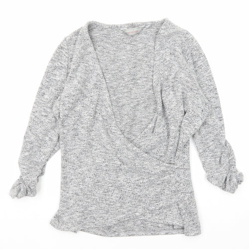 Dorothy Perkins Womens Grey V-Neck Polyester Pullover Jumper Size 8 - Wrap Style