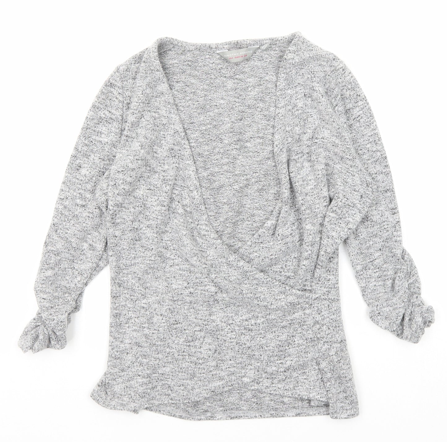 Dorothy Perkins Womens Grey V-Neck Polyester Pullover Jumper Size 8 - Wrap Style