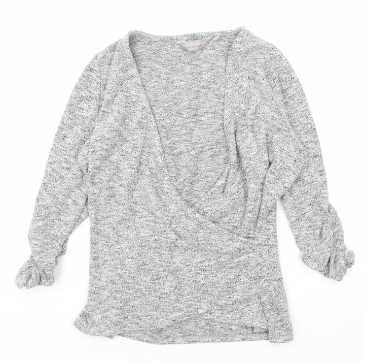 Dorothy Perkins Womens Grey V-Neck Polyester Pullover Jumper Size 8 - Wrap Style