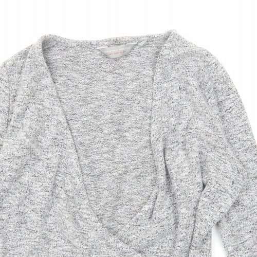 Dorothy Perkins Womens Grey V-Neck Polyester Pullover Jumper Size 8 - Wrap Style