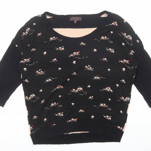 Great plains Womens Black Boat Neck Geometric Modal Pullover Jumper Size M