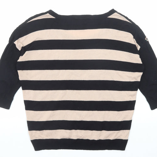 Great plains Womens Black Boat Neck Geometric Modal Pullover Jumper Size M