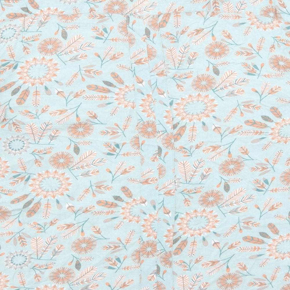 Weird Fish Womens Blue Floral Viscose Basic Blouse Size 16 V-Neck
