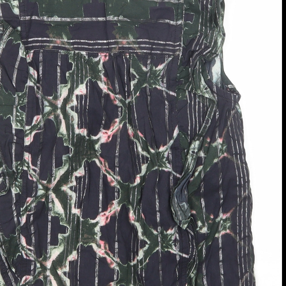 Pilcro Womens Blue Geometric Cotton Basic Button-Up Size XS V-Neck