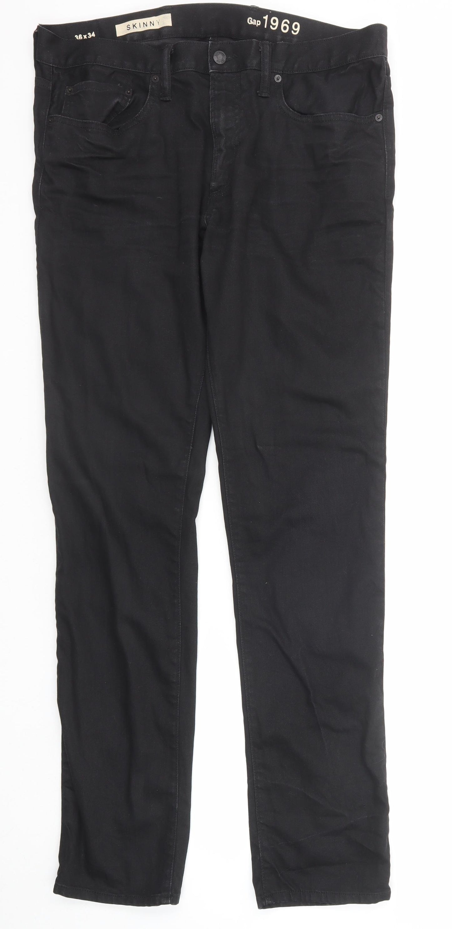 Gap Mens Black Cotton Straight Jeans Size 36 in L34 in Regular Zip