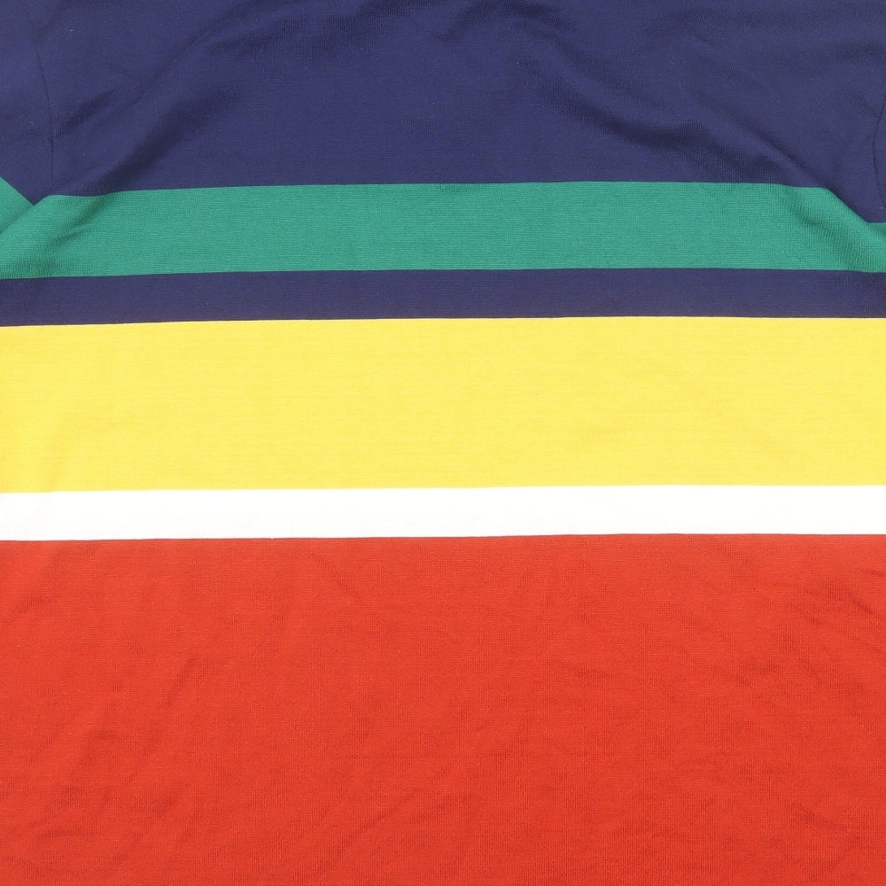 Marks and Spencer Mens Multicoloured Striped Cotton Polo Size 2XL Collared Button