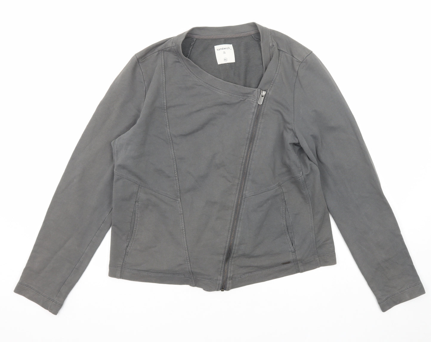 Sandwich Womens Grey Biker Jacket Size XL Zip