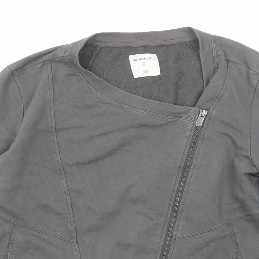 Sandwich Womens Grey Biker Jacket Size XL Zip