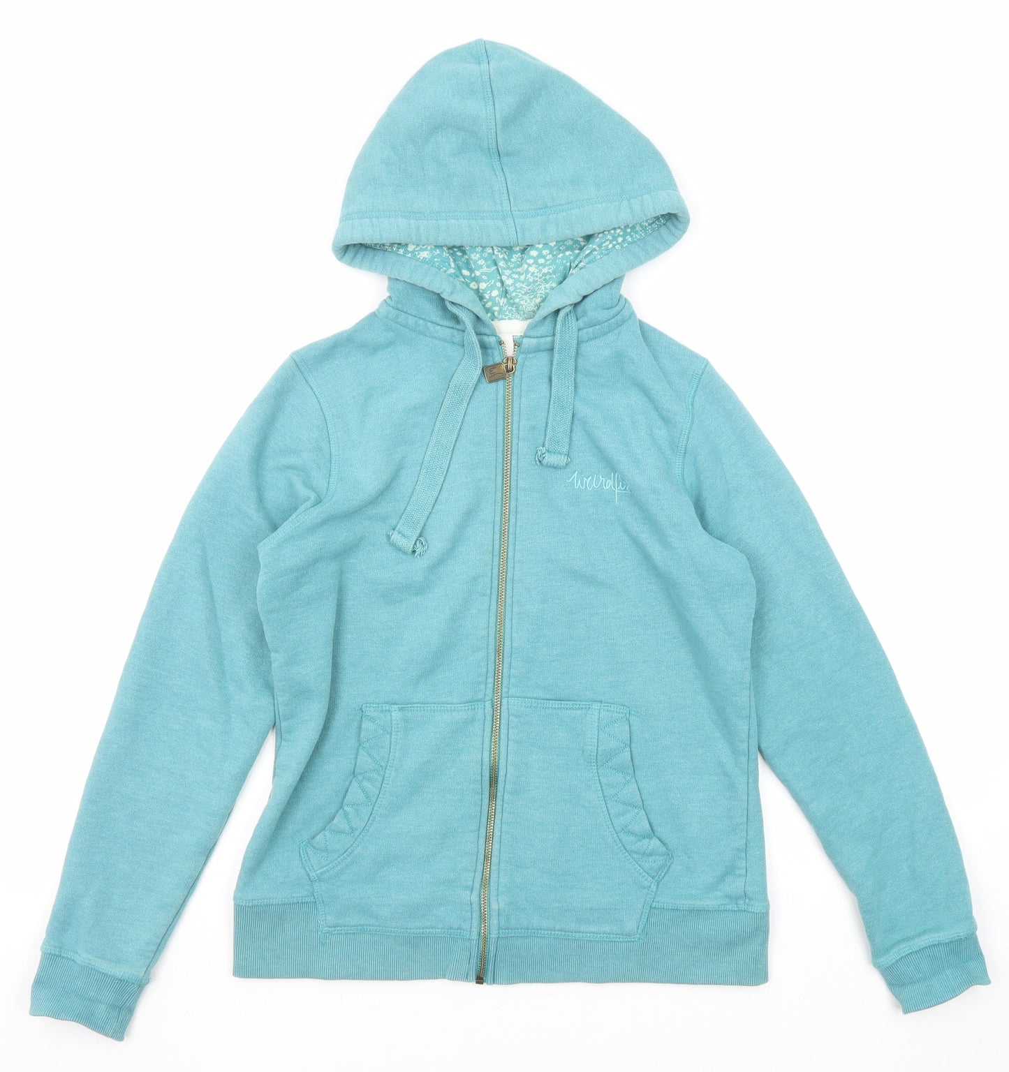 Weird Fish Womens Blue Cotton Full Zip Hoodie Size 10 Zip