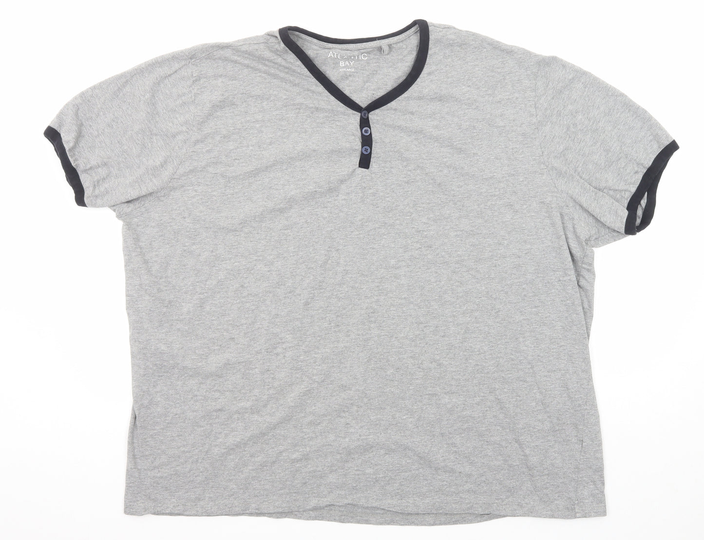 Atlantic Bay Mens Grey Cotton T-Shirt Size 3XL V-Neck
