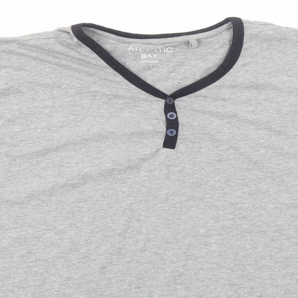 Atlantic Bay Mens Grey Cotton T-Shirt Size 3XL V-Neck