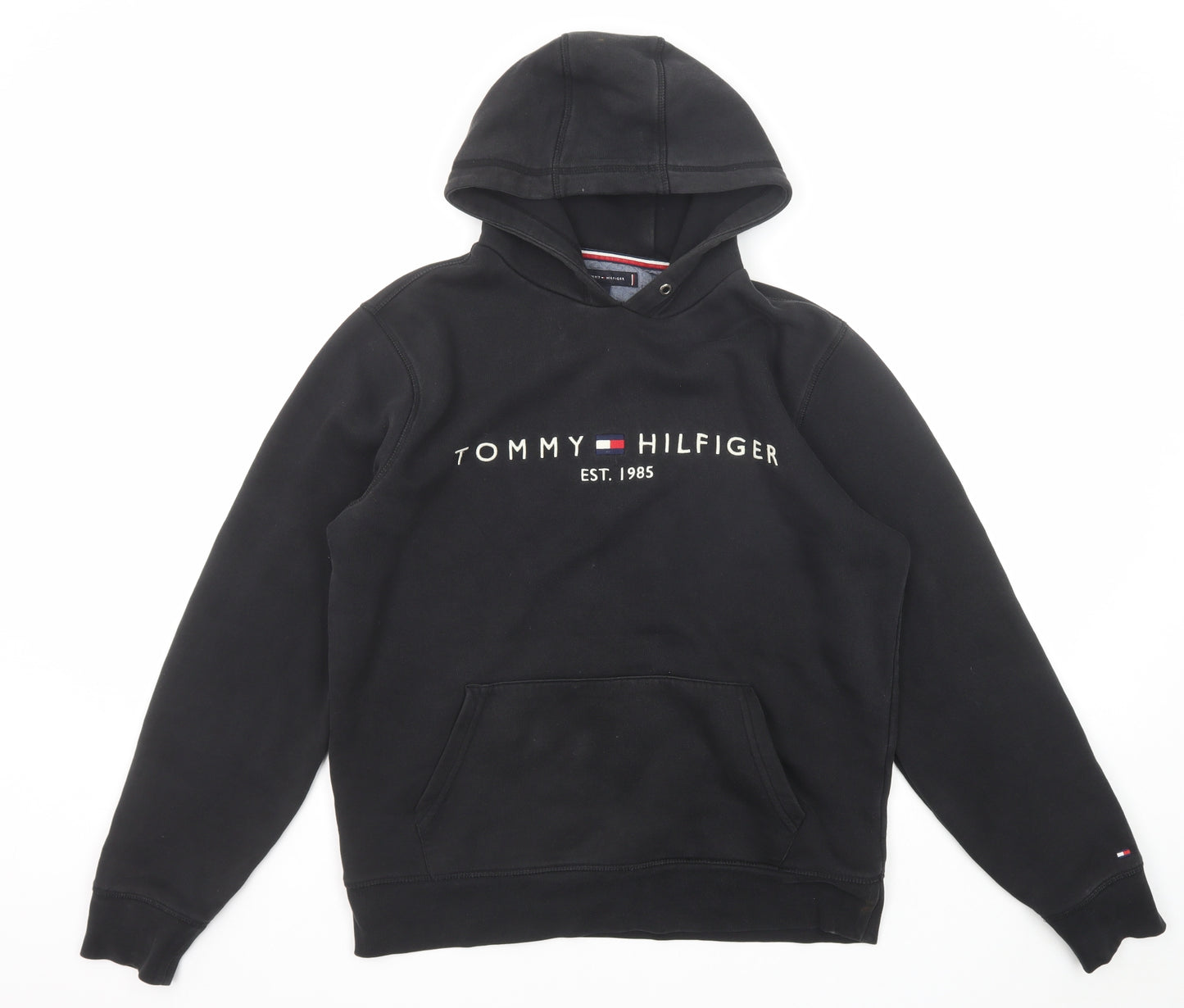 Tommy Hilfiger Mens Black Cotton Pullover Hoodie Size L