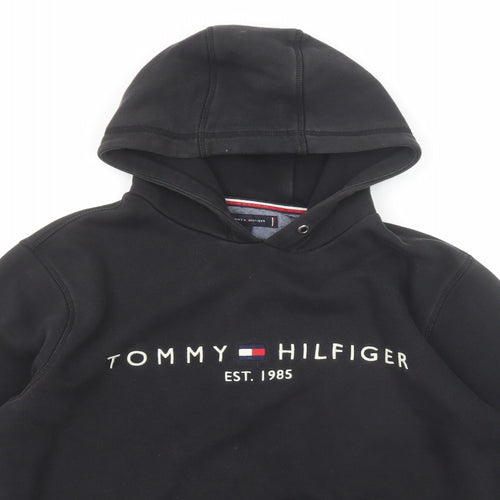Tommy Hilfiger Mens Black Cotton Pullover Hoodie Size L