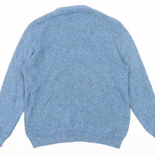 Marks and Spencer Mens Blue Round Neck Polyamide Pullover Jumper Size XL Long Sleeve