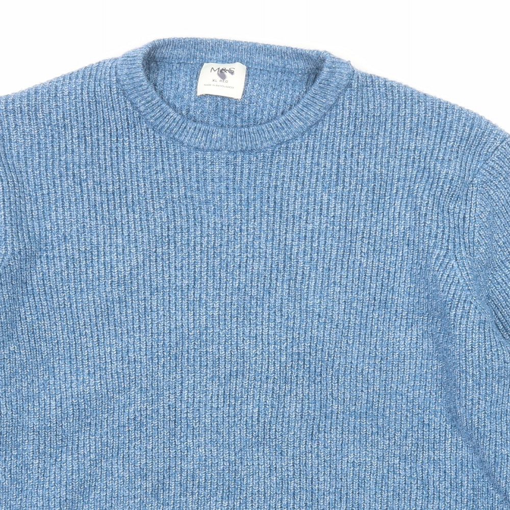 Marks and Spencer Mens Blue Round Neck Polyamide Pullover Jumper Size XL Long Sleeve
