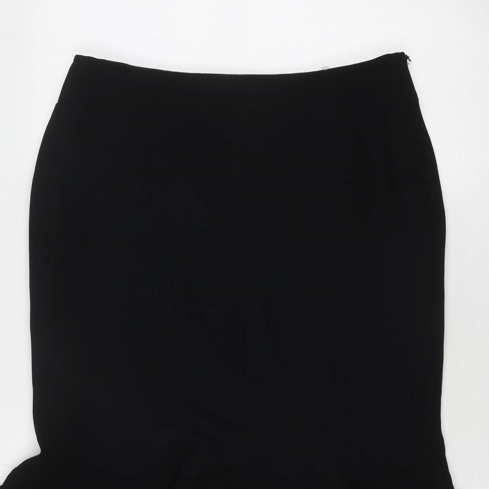 Kaliko Womens Black Polyester Trumpet Skirt Size 14 Zip