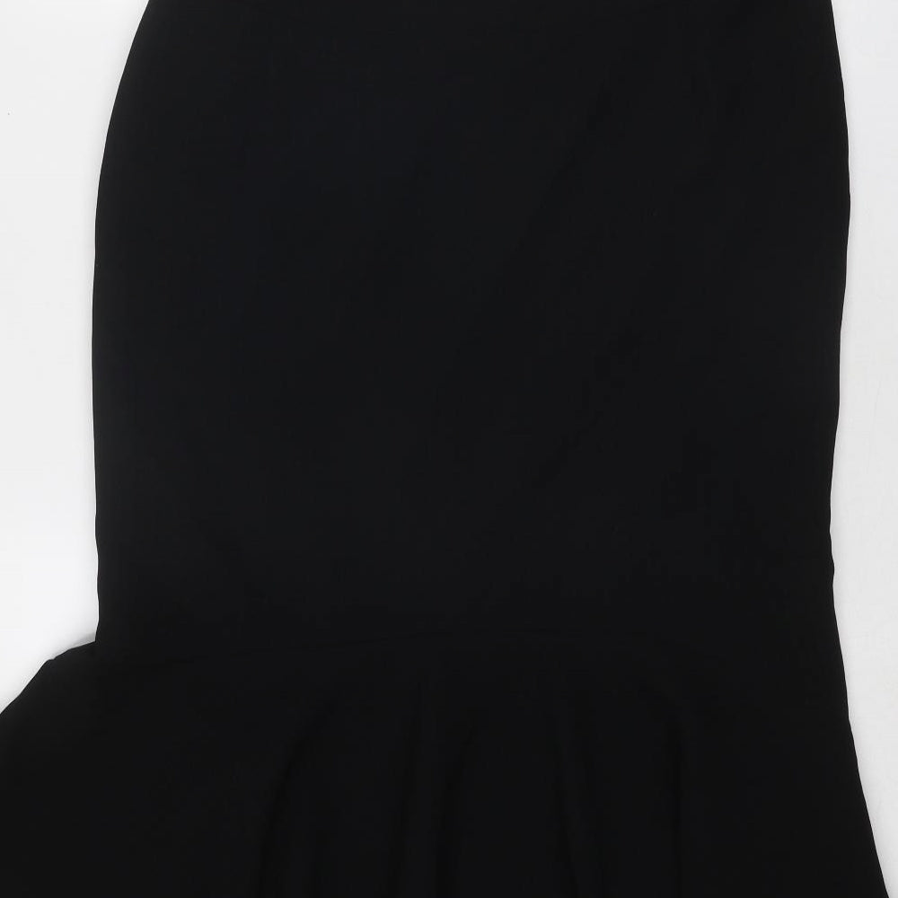 Kaliko Womens Black Polyester Trumpet Skirt Size 14 Zip