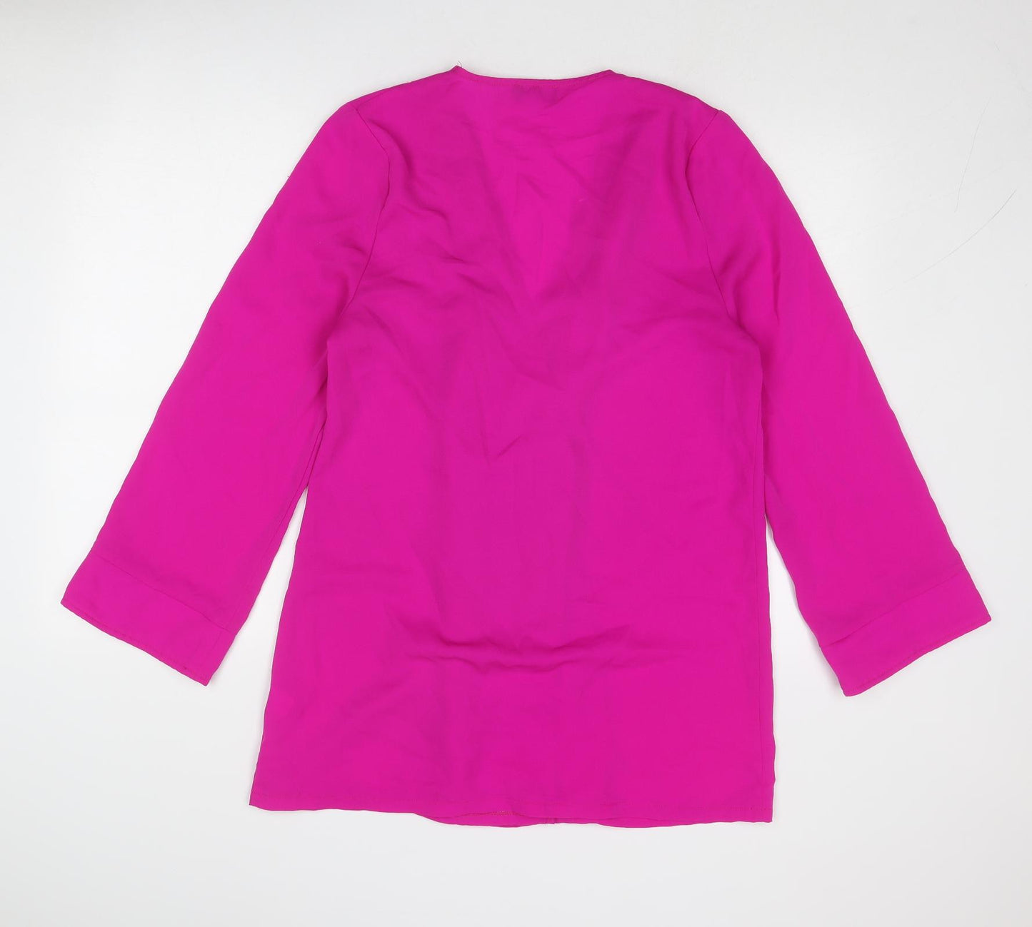 PRETTYLITTLETHING Womens Pink Polyester Shirt Dress Size 12 V-Neck Button