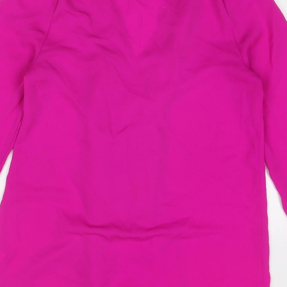 PRETTYLITTLETHING Womens Pink Polyester Shirt Dress Size 12 V-Neck Button