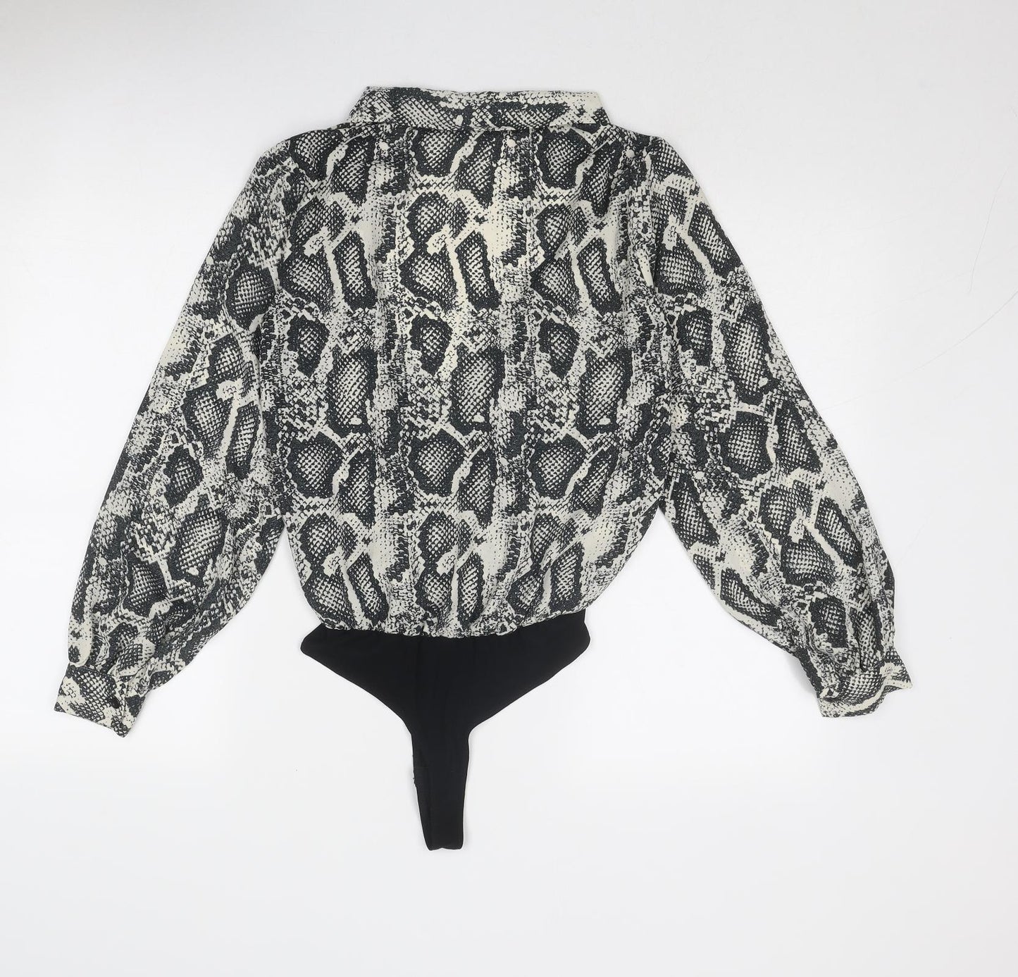 ASOS Womens Grey Animal Print Polyester Bodysuit One-Piece Size 8 Snap - Snake Print