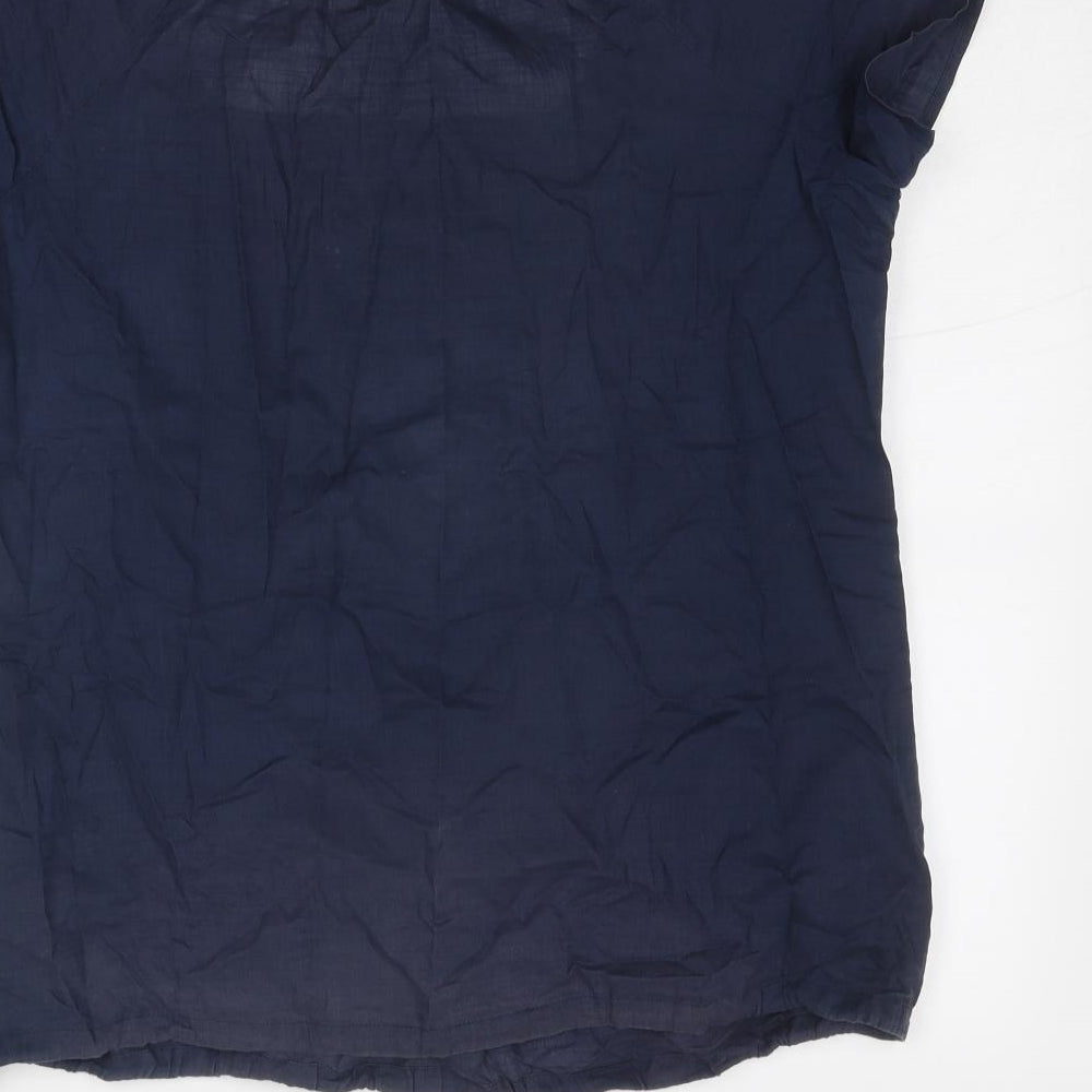Marks and Spencer Womens Blue Cotton Basic T-Shirt Size 12 Round Neck