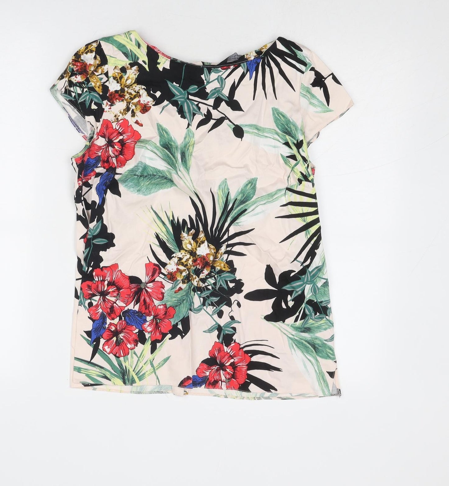 Dorothy Perkins Womens Multicoloured Geometric Cotton Basic Blouse Size 14 Round Neck