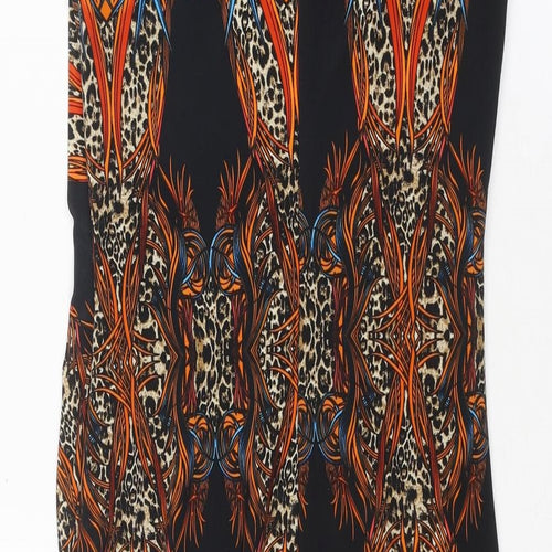 Ariella Womens Multicoloured Geometric Polyester A-Line Size 10 V-Neck Button