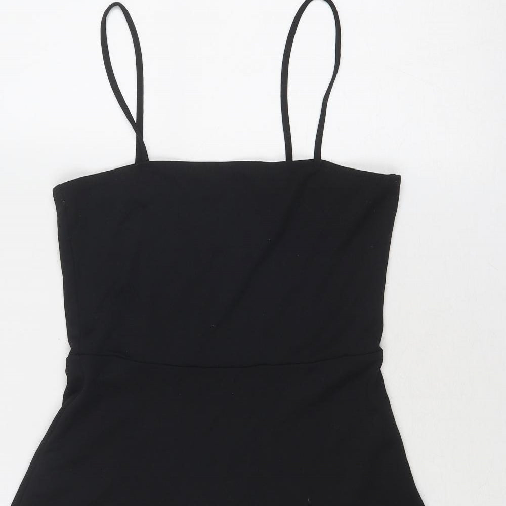 Divided by H&M Womens Black Viscose Slip Dress Size 8 Square Neck Pullover