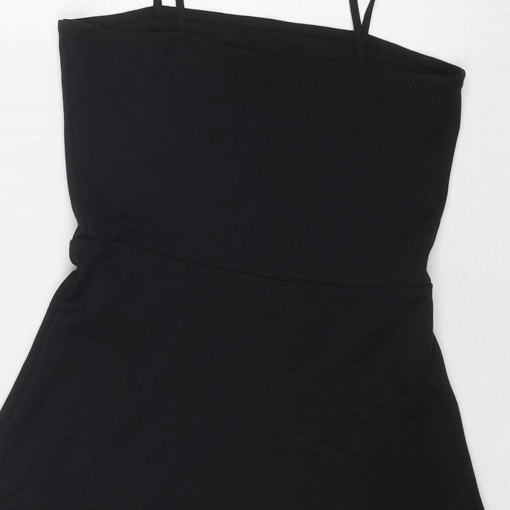 Divided by H&M Womens Black Viscose Slip Dress Size 8 Square Neck Pullover