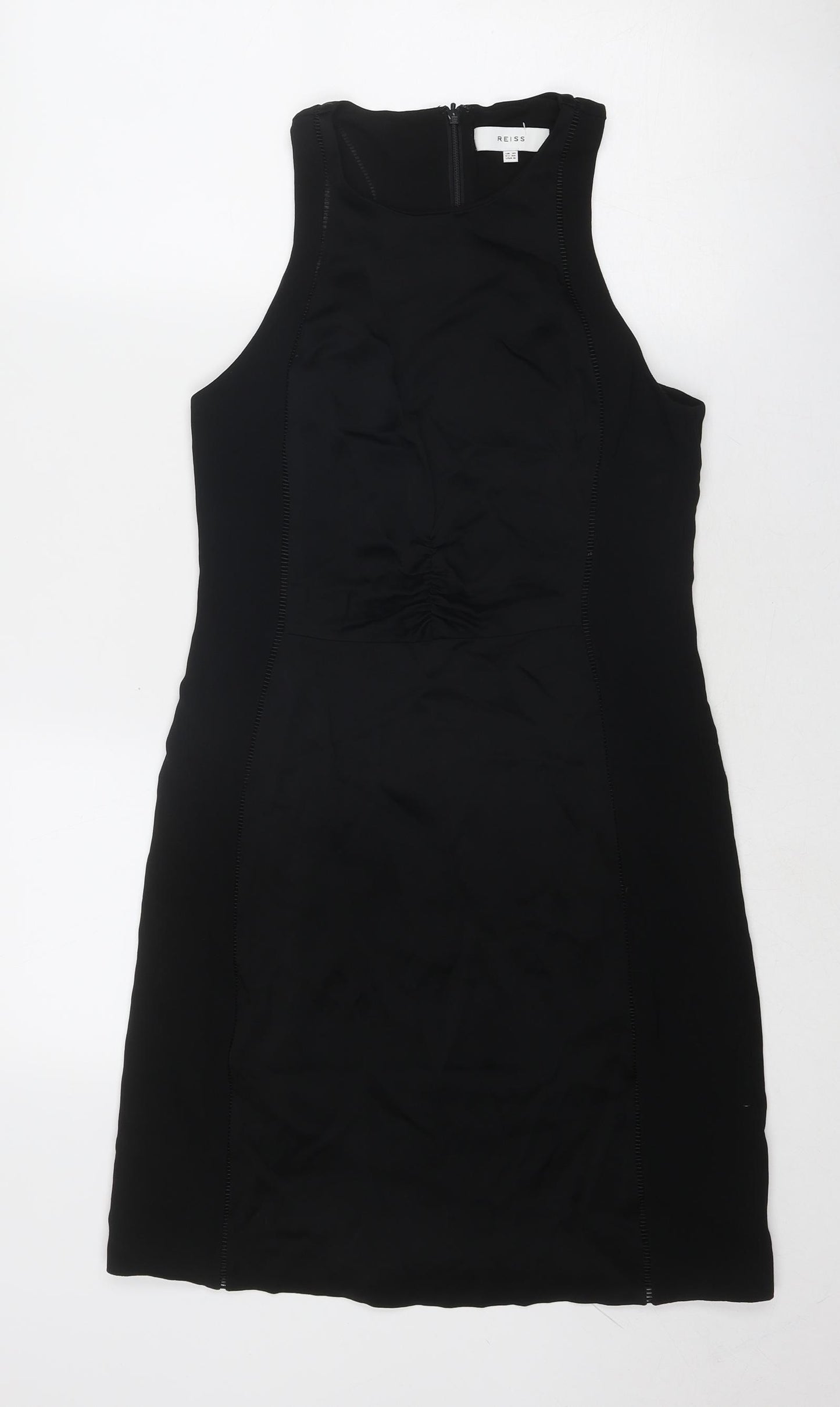 Reiss Womens Black Viscose Shift Size 10 Round Neck Zip