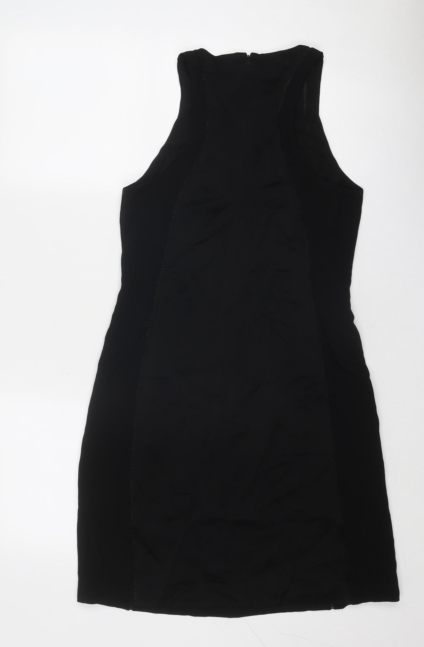 Reiss Womens Black Viscose Shift Size 10 Round Neck Zip
