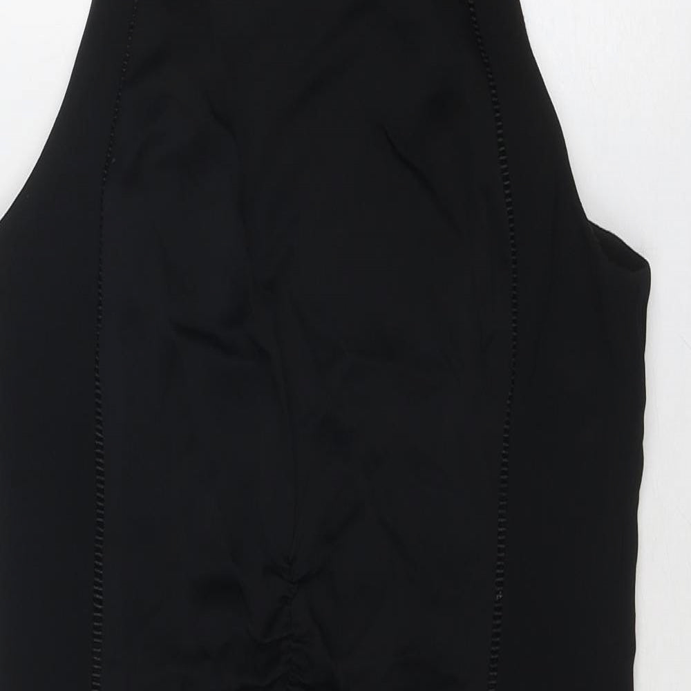 Reiss Womens Black Viscose Shift Size 10 Round Neck Zip