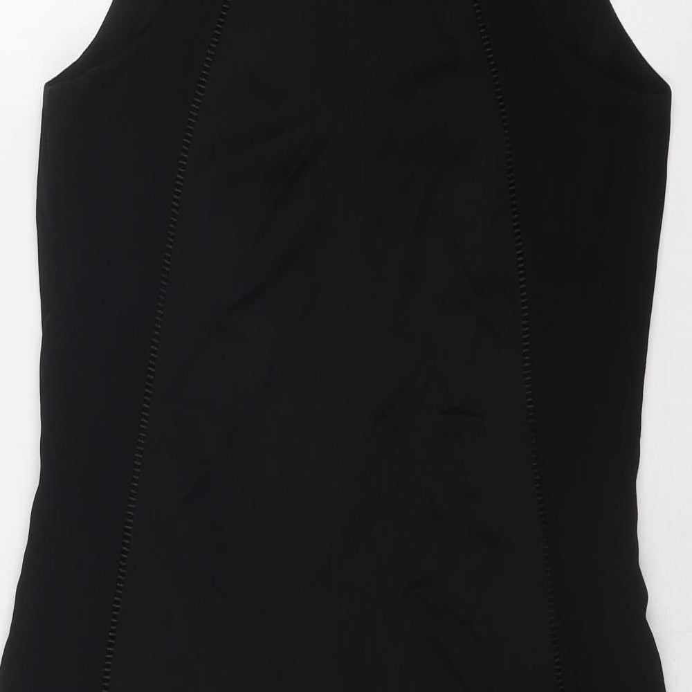 Reiss Womens Black Viscose Shift Size 10 Round Neck Zip