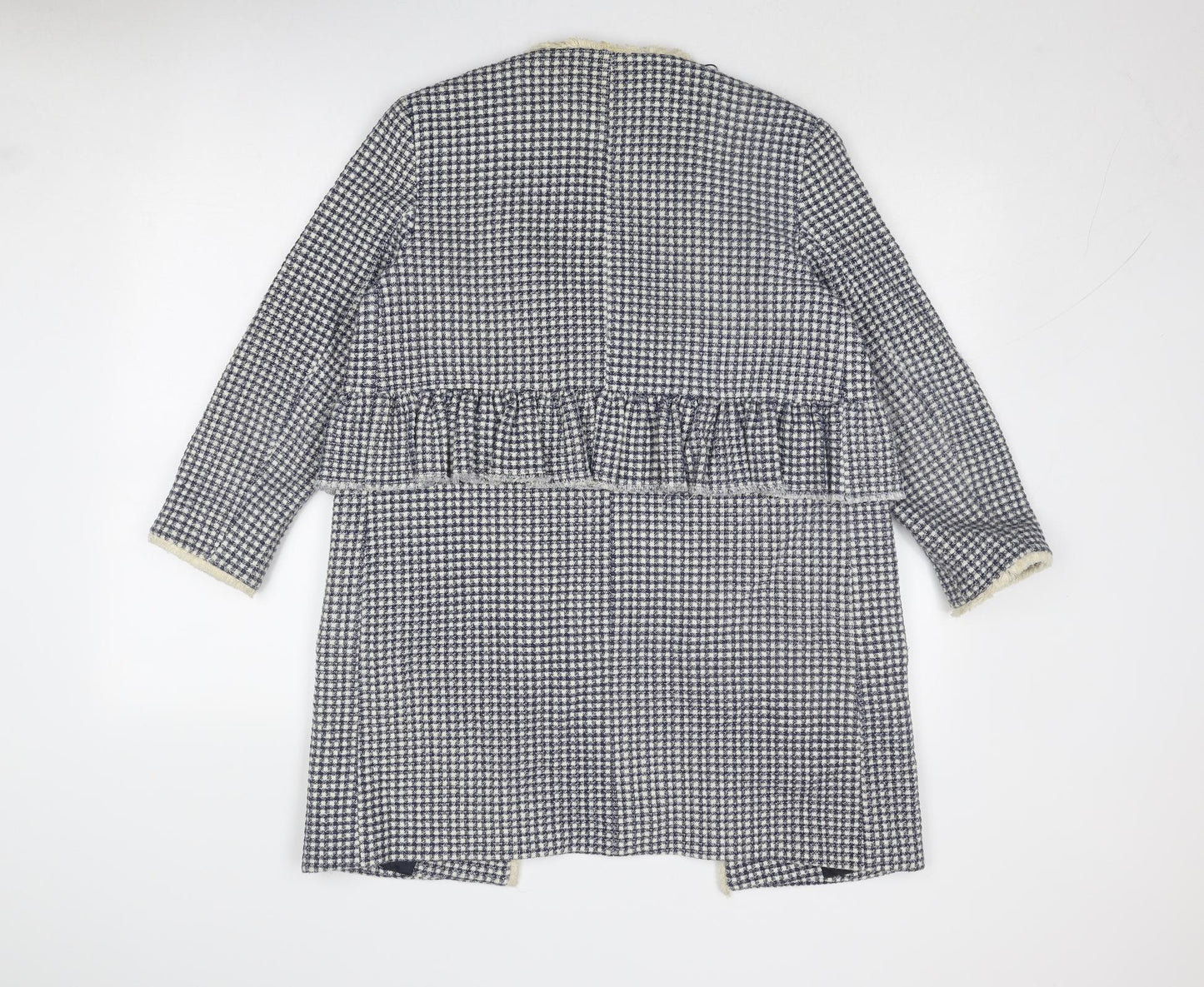 Zara Womens Blue Geometric Overcoat Coat Size M