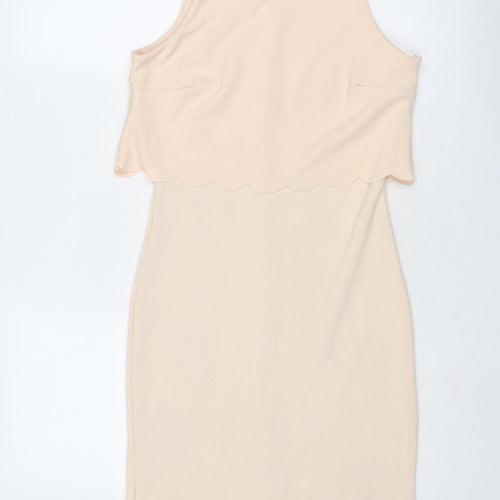 New Look Womens Pink Polyester Bodycon Size 8 Round Neck Pullover
