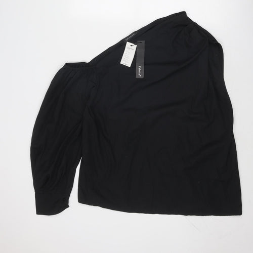 Celmia Womens Black Polyester Basic Blouse Size 4XL One Shoulder