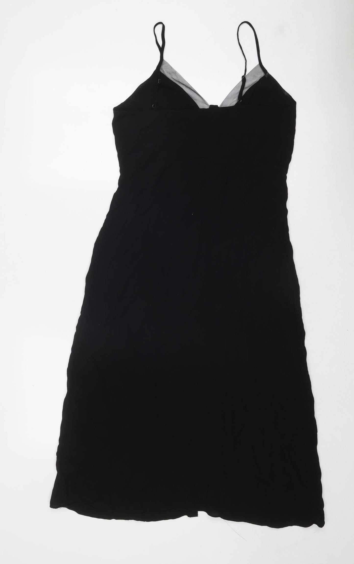& Other Stories Womens Black Viscose Slip Dress Size 10 V-Neck Button