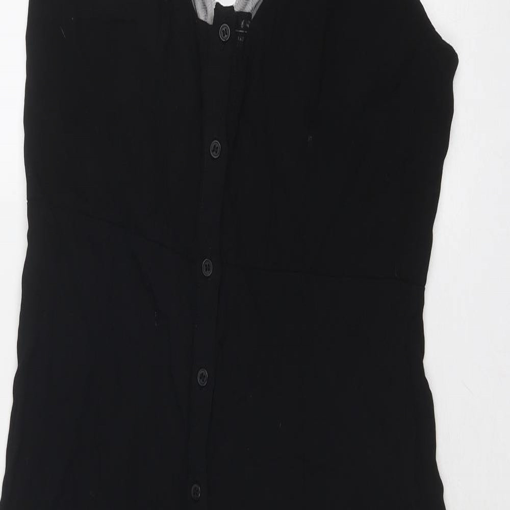 & Other Stories Womens Black Viscose Slip Dress Size 10 V-Neck Button