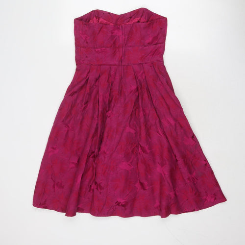 NEXT Womens Pink Geometric Polyester Trapeze & Swing Size 10 Off the Shoulder Zip