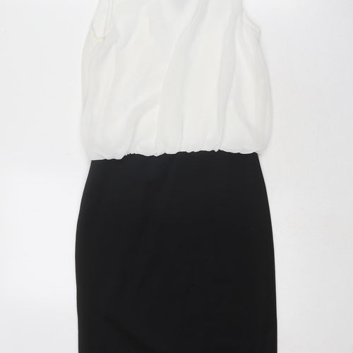 Izabel London Womens Black Colourblock Polyester A-Line Size 8 Halter Tie